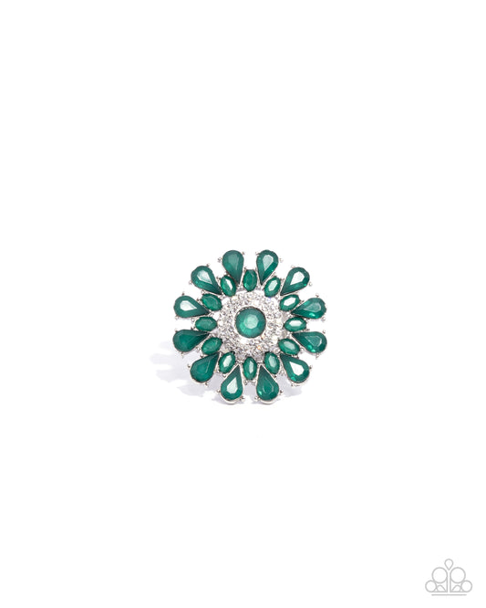 Steady Shimmer - Green Aventurine Petals Flower Ring - Convention Exclusive 2024 - Paparazzi Accessories