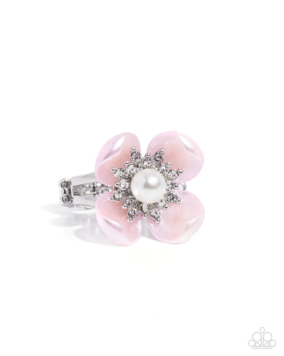 Unmatched Elegance - Pink Pearl Petals Flower Ring - Paparazzi Accessories