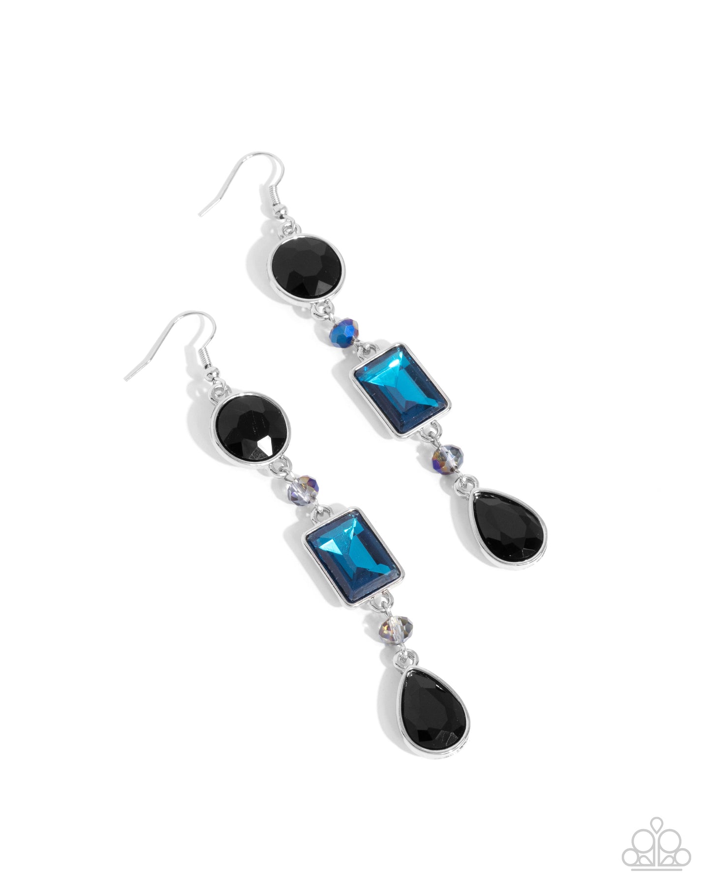 Complete Charisma - Black & Blue Gem Silver Fishhook Earrings - Paparazzi Accessories