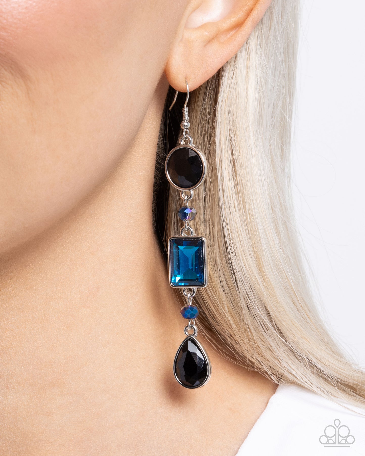 Complete Charisma - Black & Blue Gem Silver Fishhook Earrings - Paparazzi Accessories