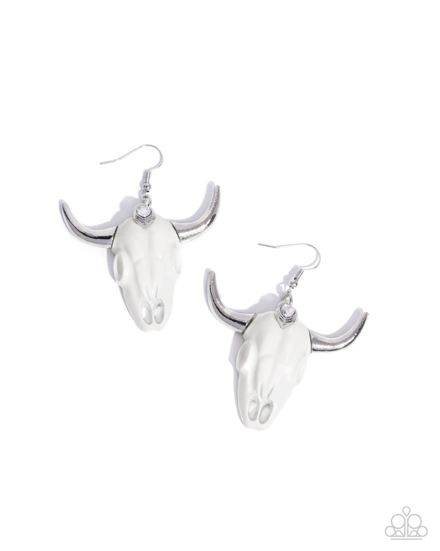 Southwestern Skull - White Longhorn Fishhook Earrings - Convention Exclusive 2024 - Paparazzi Accessories