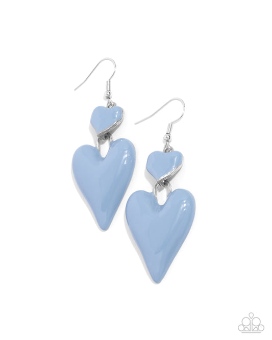 Colorful Chemistry - Blue Heart Fishhook Earrings - Paparazzi Accessories