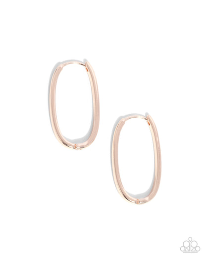 Now or LEISURE - Rose Gold Hinge Hoop Earrings - Paparazzi Accessories