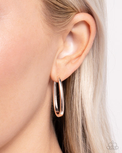 Now or LEISURE - Rose Gold Hinge Hoop Earrings - Paparazzi Accessories