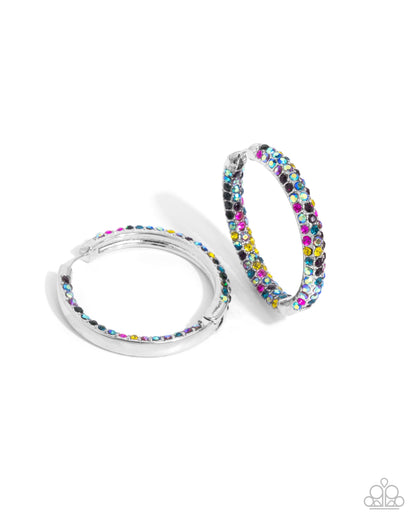 Calming Class - Multi Rhinestone Hinge Hoop Earrings - Paparazzi Accessories