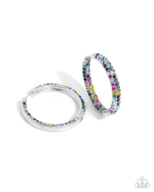 Calming Class - Multi Rhinestone Hinge Hoop Earrings - Paparazzi Accessories