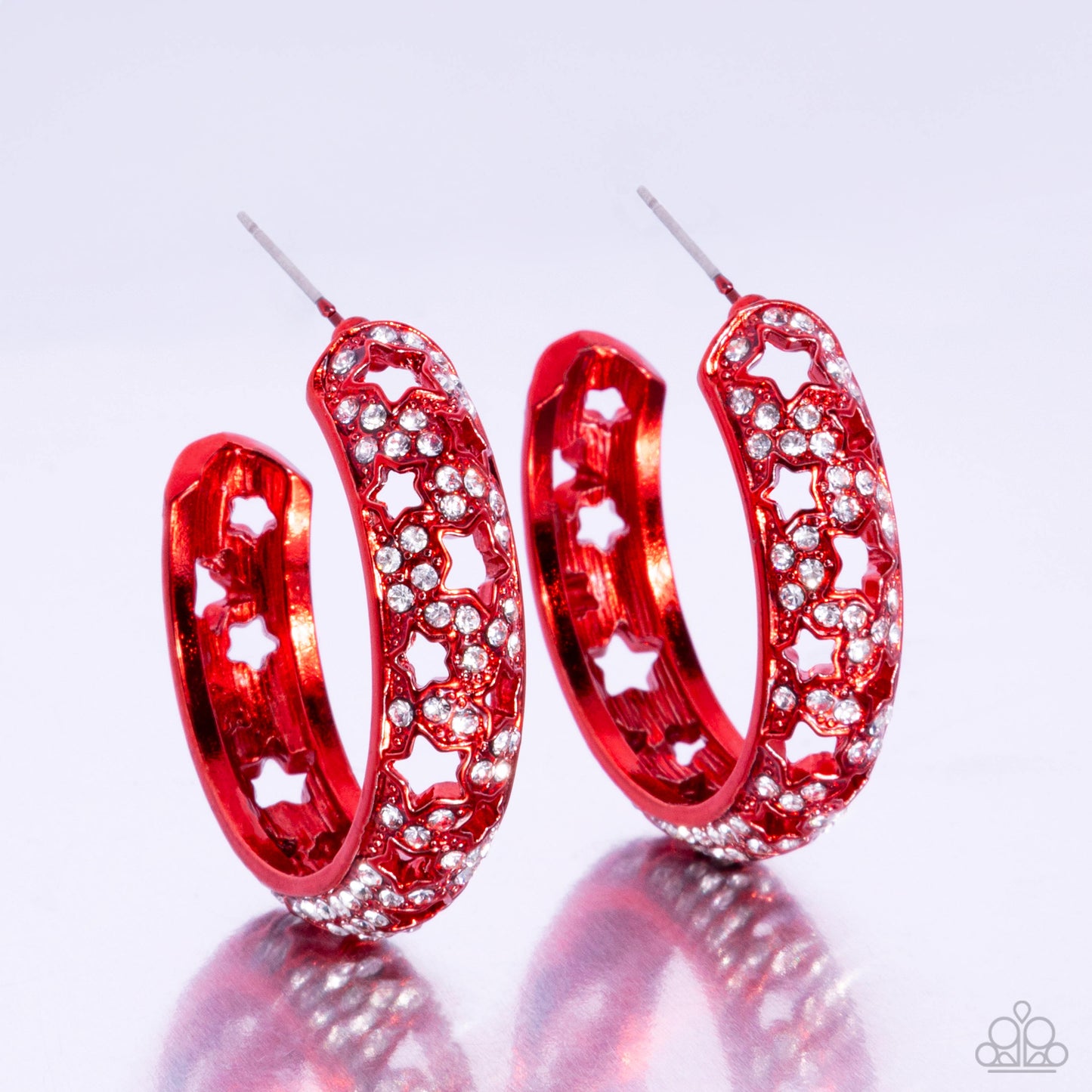 Stellar Significance - Red Dipped Metal Star Cutout Hoop Earrings - Paparazzi Accessories