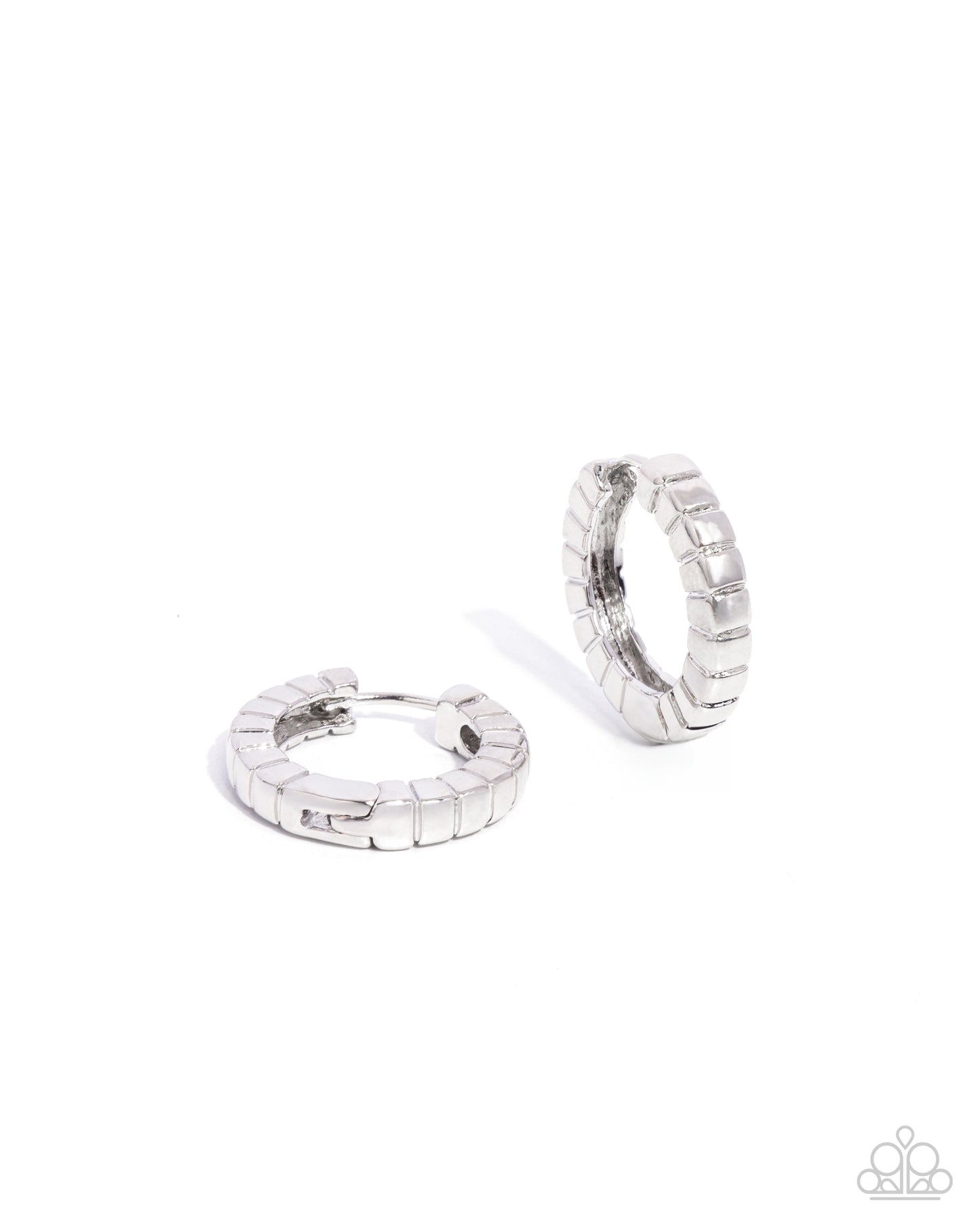 Seamless Style - Silver Hinge Hoop Earrings - Paparazzi Accessories