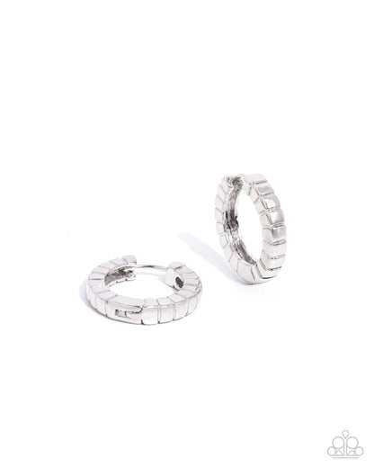 Seamless Style - Silver Hinge Hoop Earrings - Paparazzi Accessories