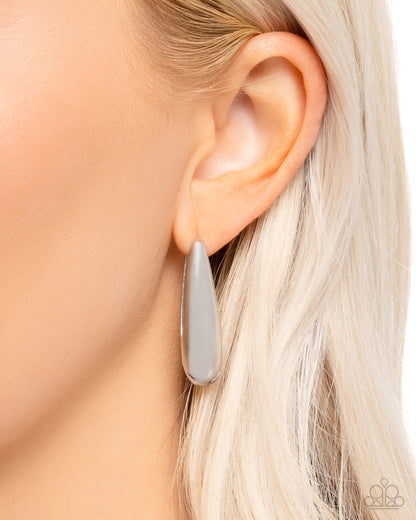 Eloquent Estate - Silver Hinge Hoop Earrings - Paparazzi Accessories
