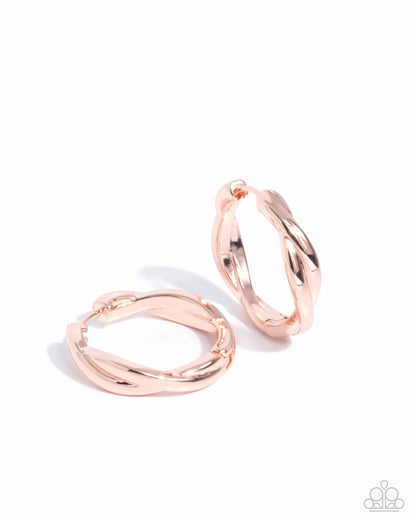Genuine Glitz - Rose Gold Hinge Hoop Earrings - Paparazzi Accessories