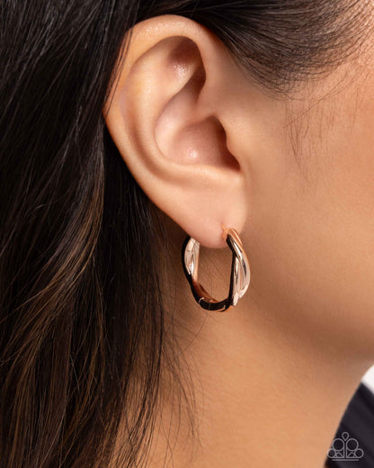 Genuine Glitz - Rose Gold Hinge Hoop Earrings - Paparazzi Accessories