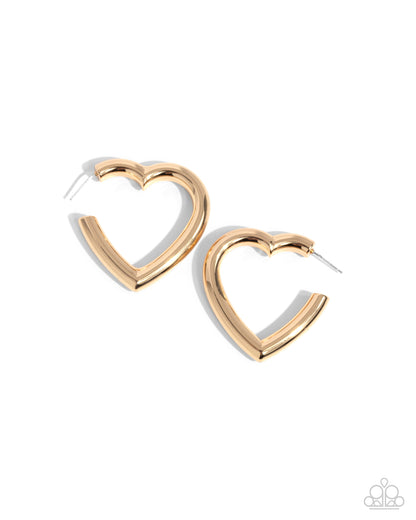 Local Attraction - Gold Heart Hoop Earrings - Paparazzi Accessories