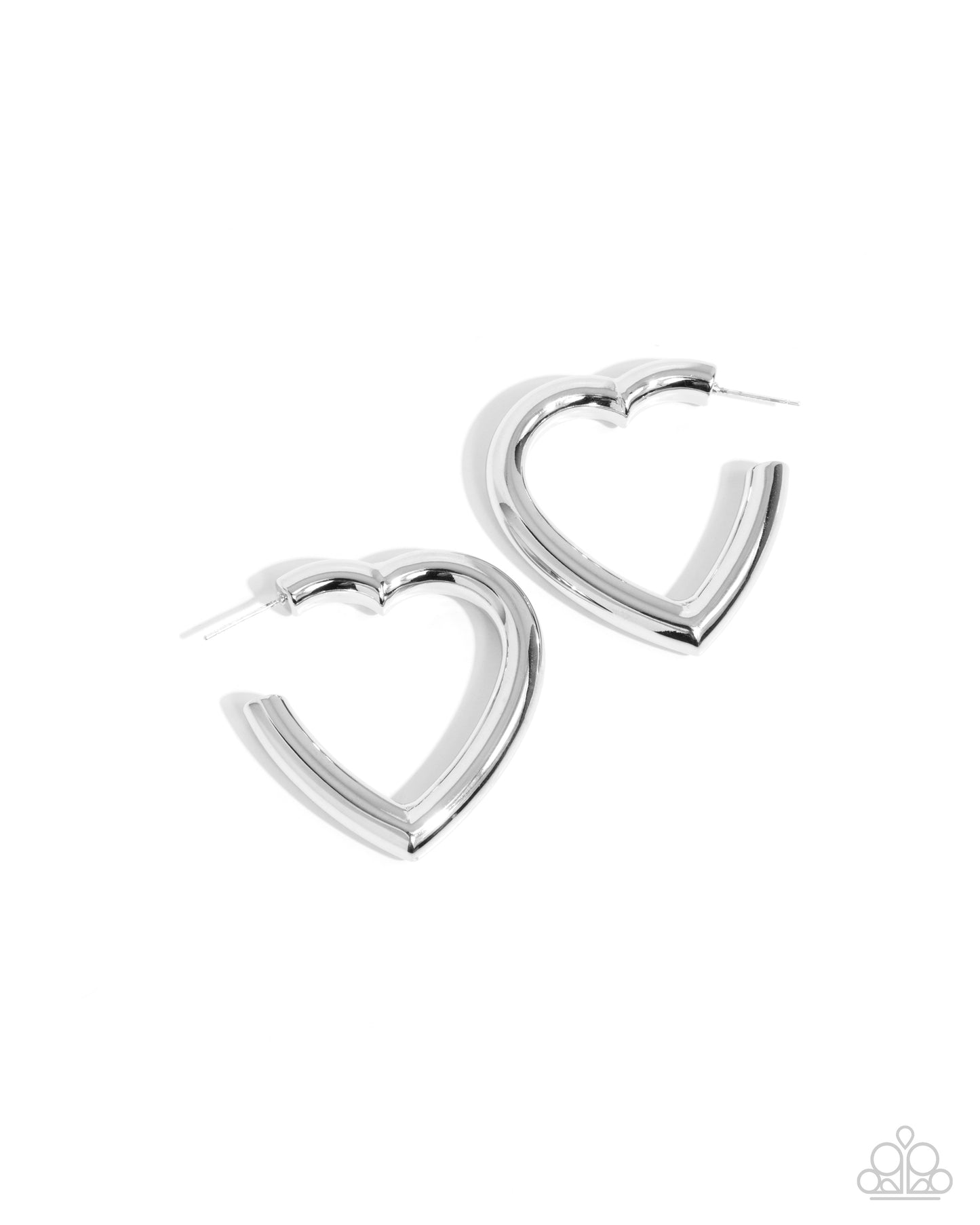 Local Attraction - Silver Heart Hoop Earrings - Paparazzi Accessories