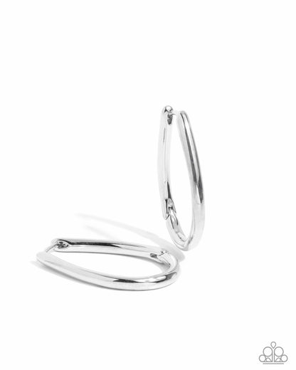 Angelic Avenue - Silver Hinge Hoop Earrings - Paparazzi Accessories