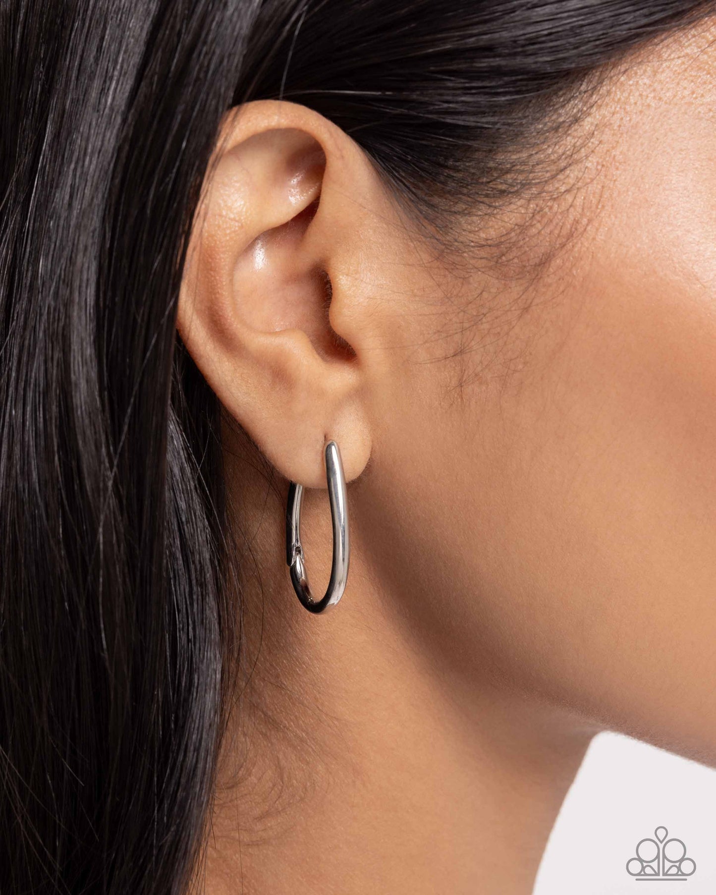 Angelic Avenue - Silver Hinge Hoop Earrings - Paparazzi Accessories
