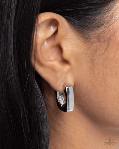 Fortnight Fashion - Silver Hinge Hoop Earrings - Paparazzi Accessories