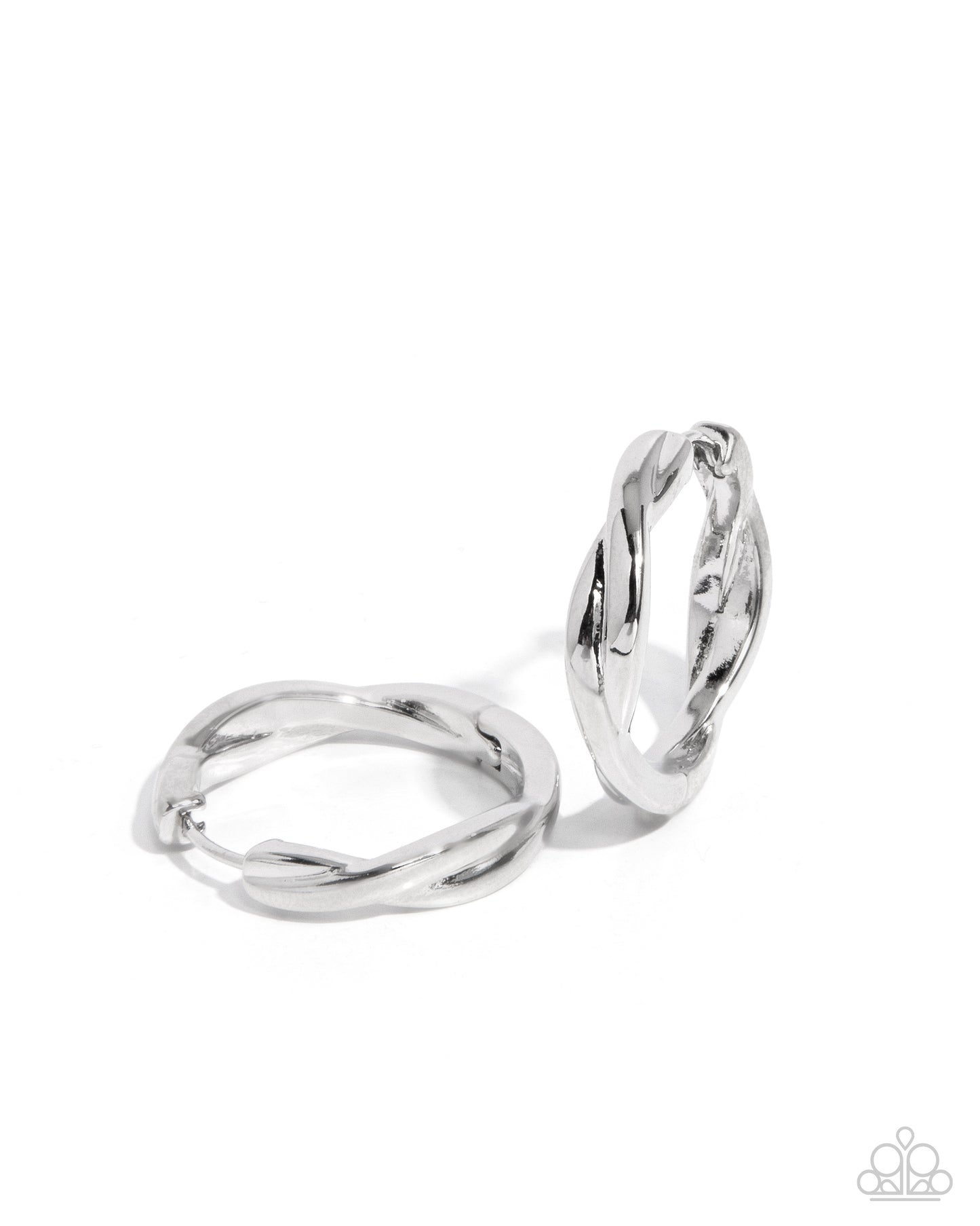 Genuine Glitz - Silver Hinge Hoop Earrings - Paparazzi Accessories