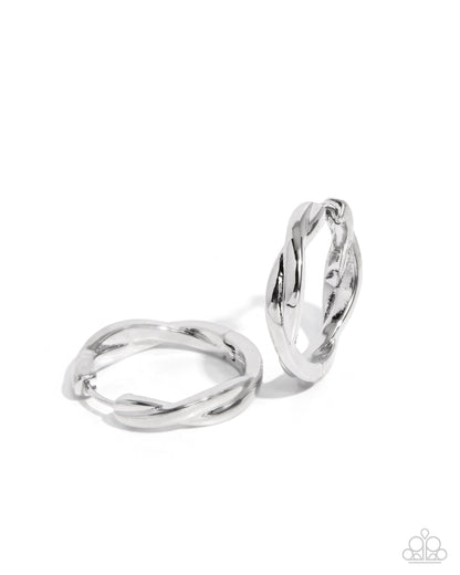 Genuine Glitz - Silver Hinge Hoop Earrings - Paparazzi Accessories