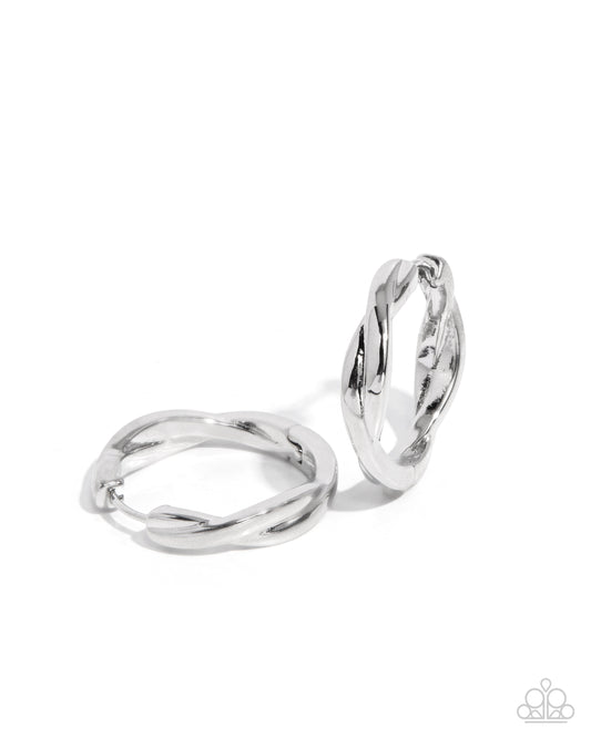 Genuine Glitz - Silver Hinge Hoop Earrings - Paparazzi Accessories