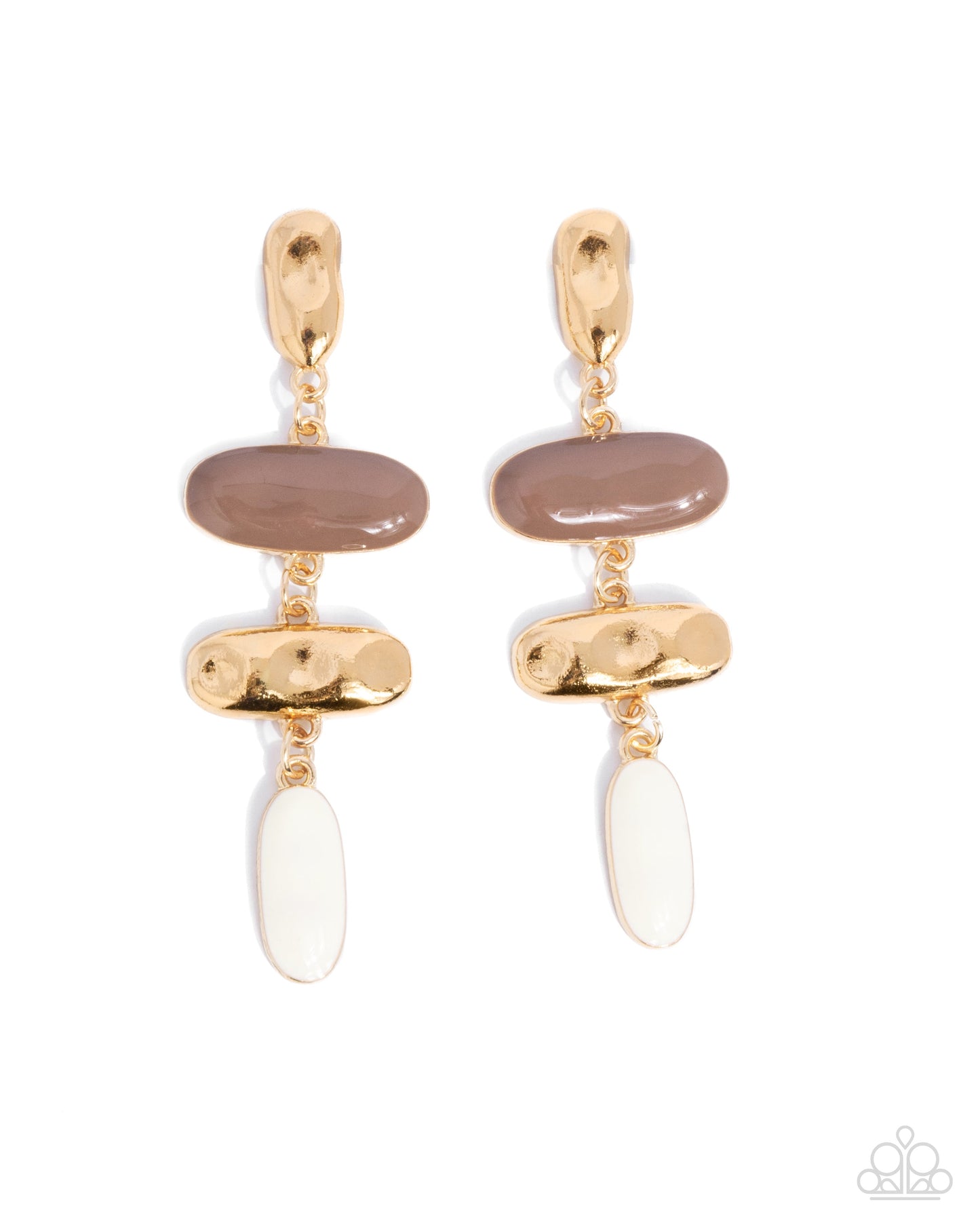 Secretive Shimmer - Brown Enamel Gold Post Earrings - Paparazzi Accessories