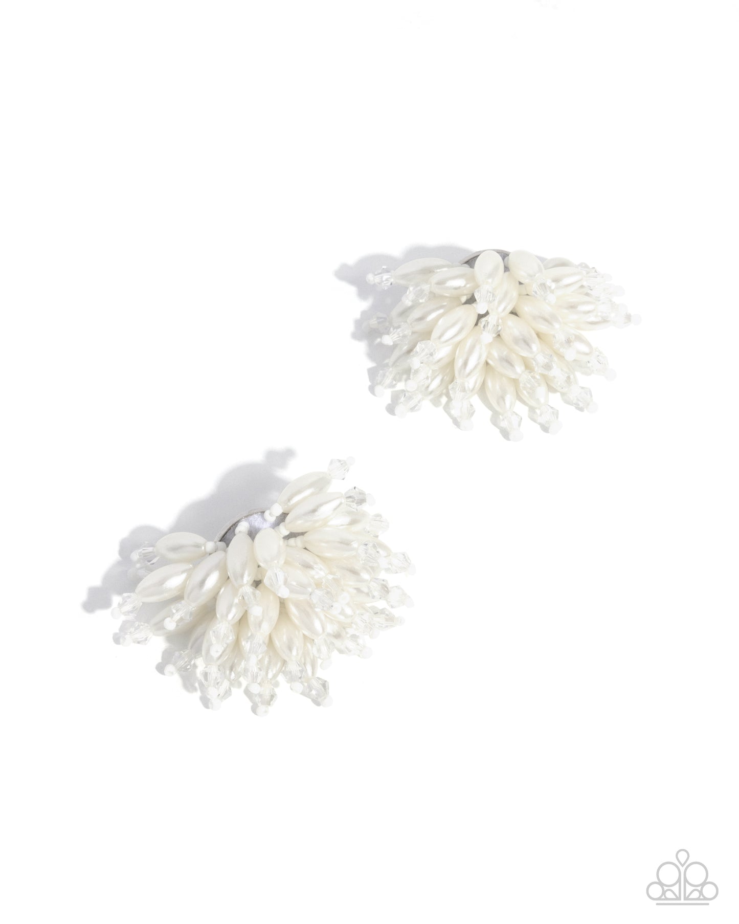 Sunset Shower - White Bead Post Earrings - Paparazzi Accessories