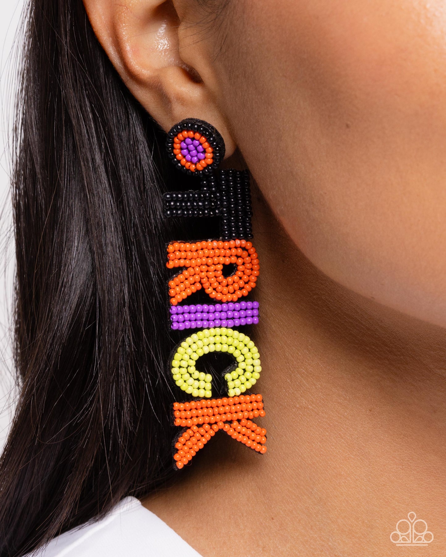 Halloween Hallmark - Multi Seed Bead "Trick Treat" Post Earrings - Paparazzi Accessories