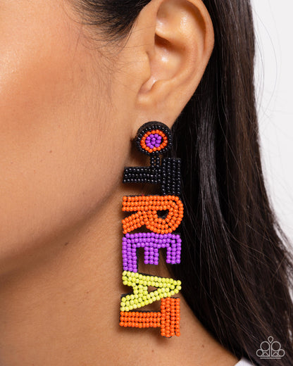 Halloween Hallmark - Multi Seed Bead "Trick Treat" Post Earrings - Paparazzi Accessories