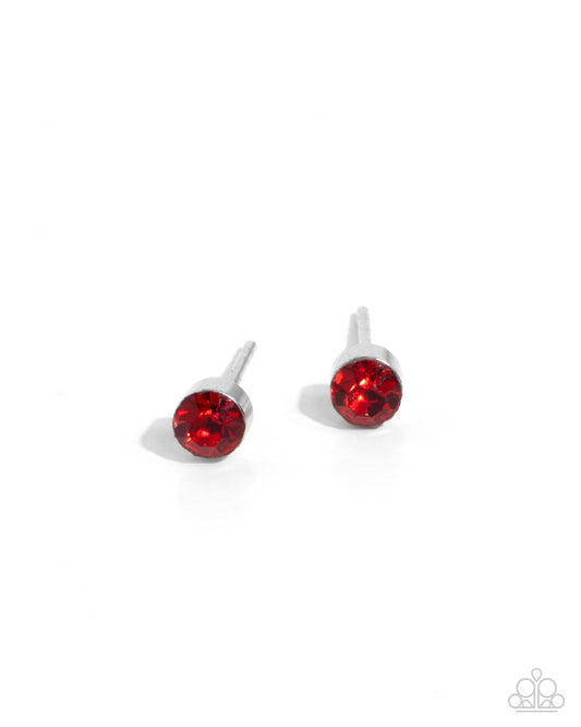 Logical Light - Red Rhinestone Silver Post Earrings - Paparazzi Accessories