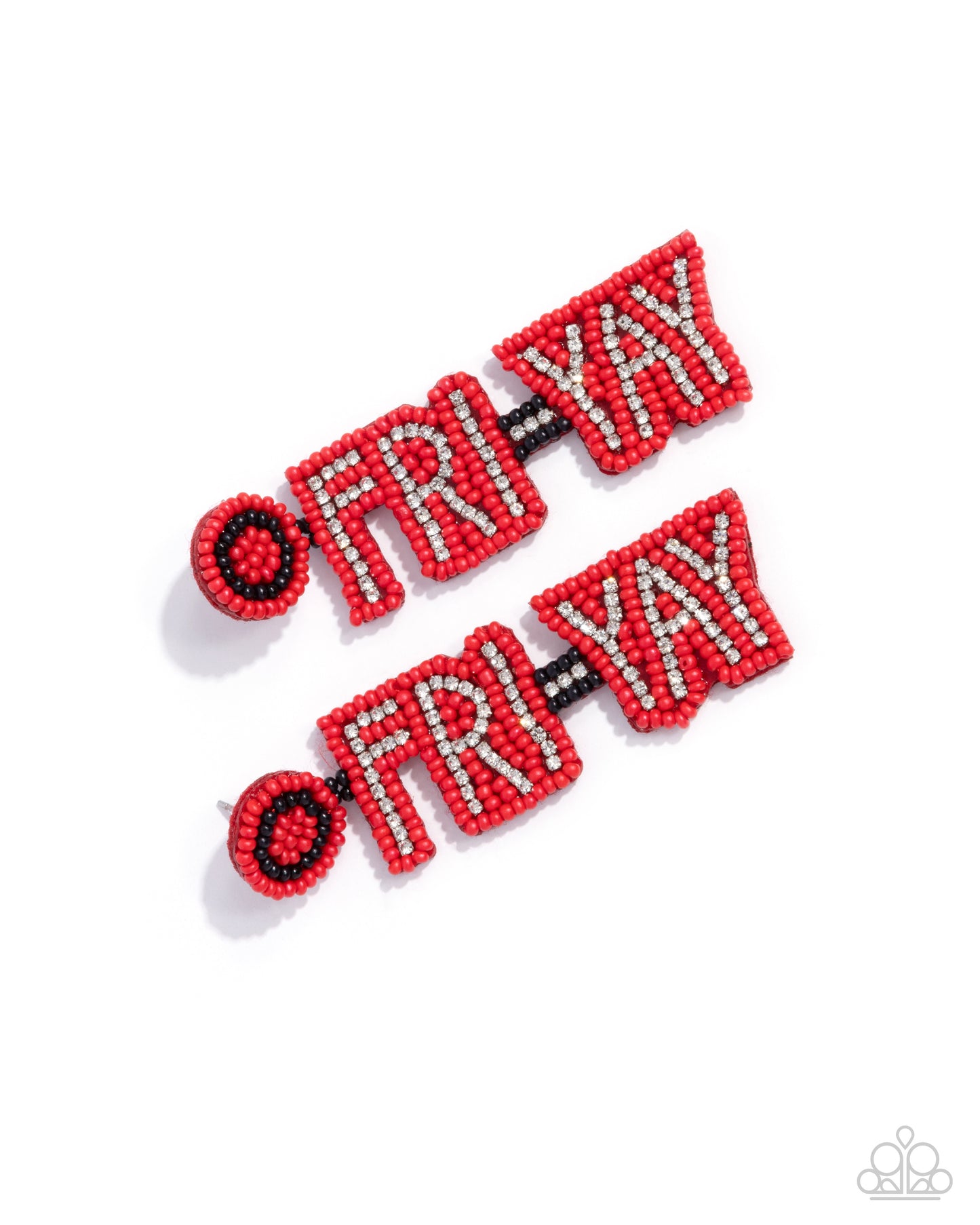 Its Friday! - Red "FRI-YAY" Seed Bead Post Earrings - Paparazzi Accessories