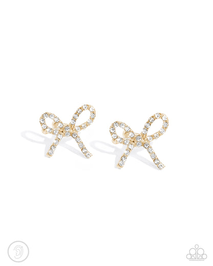 Convincing Charm - Gold Bow Ear Cuff Earrings - Paparazzi Accessories