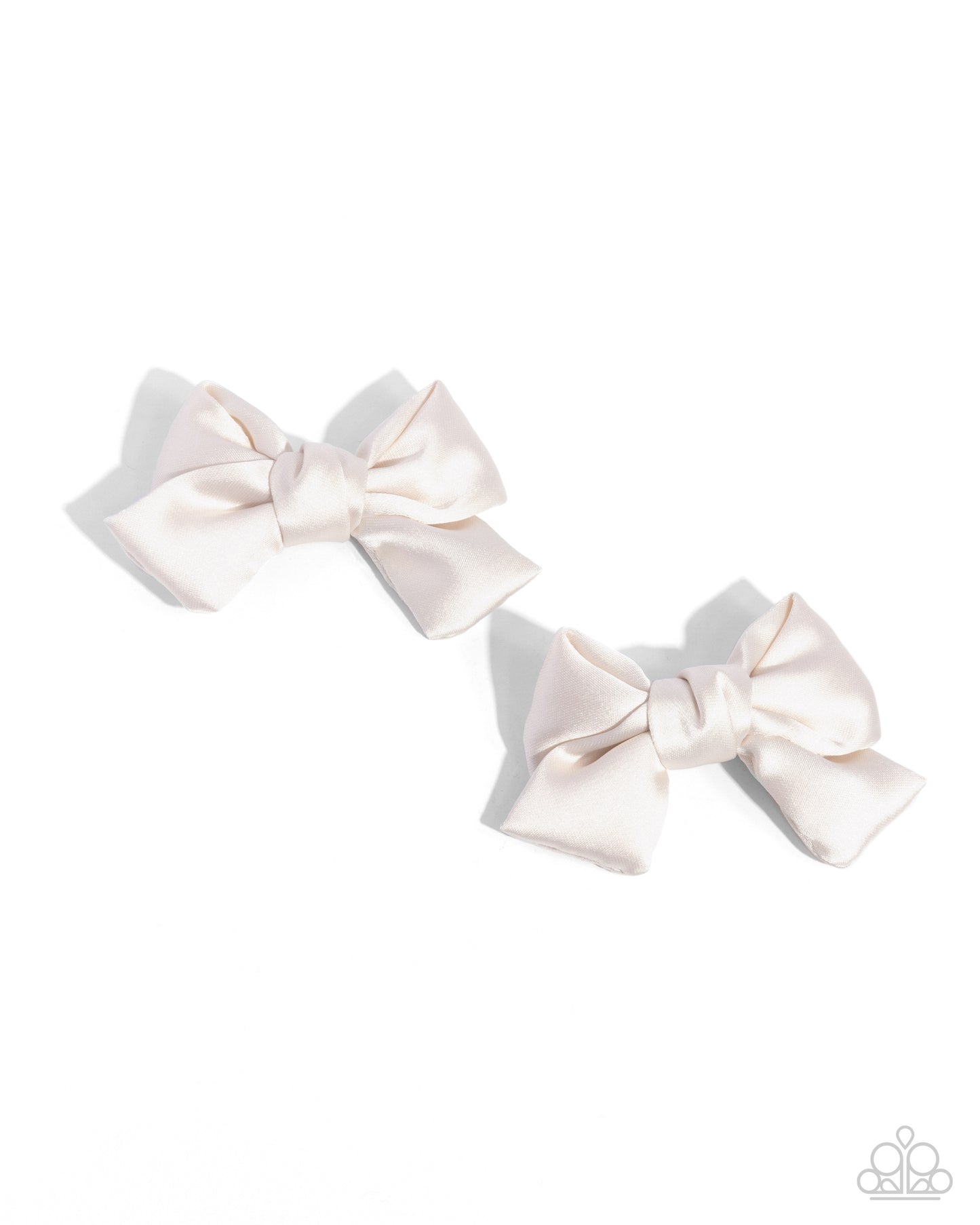 Vintage Year - White Satin Bows Hair Clips - Paparazzi Accessories