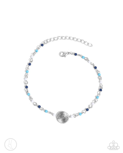 Florida Freestyle - Blue Beaded Clasp Anklet - Paparazzi Accessories