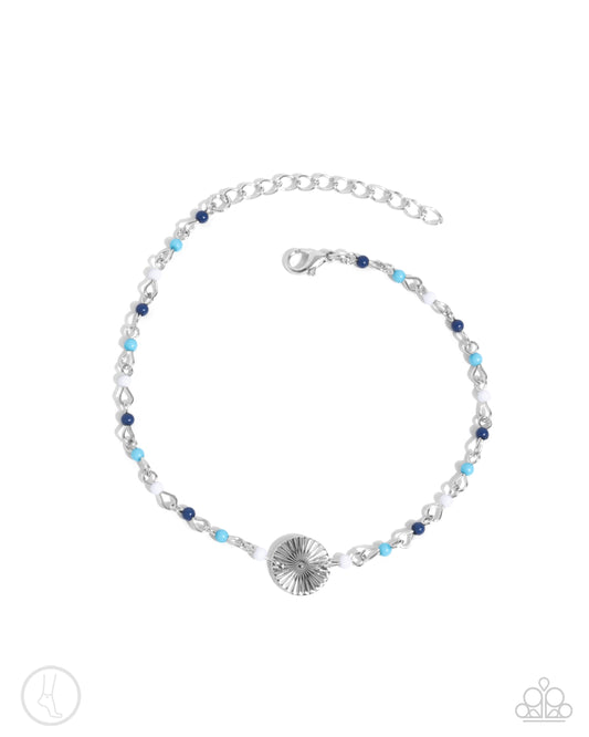 Florida Freestyle - Blue Beaded Clasp Anklet - Paparazzi Accessories