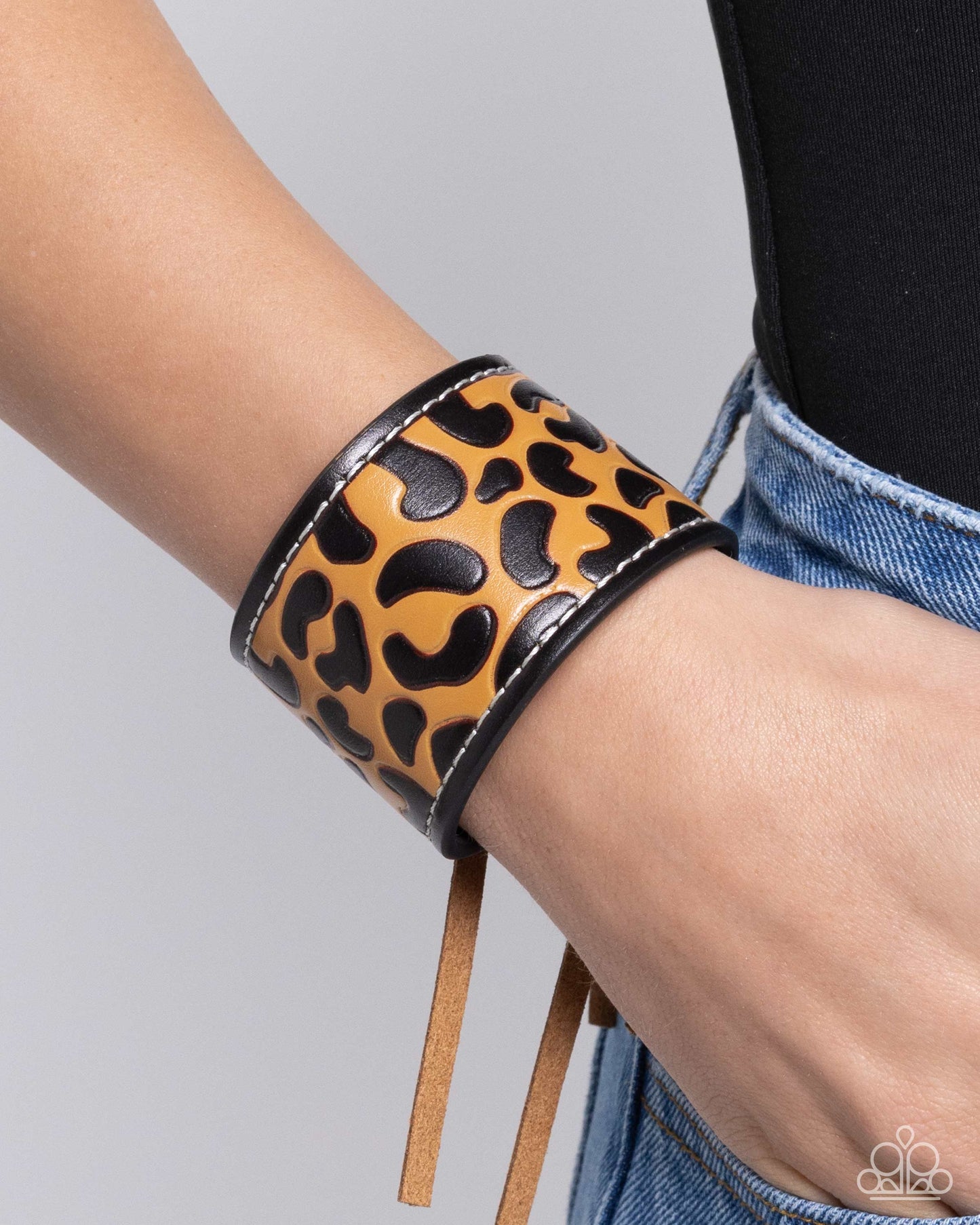 Leopard Leader - Brown Leather Bracelet - Paparazzi Accessories