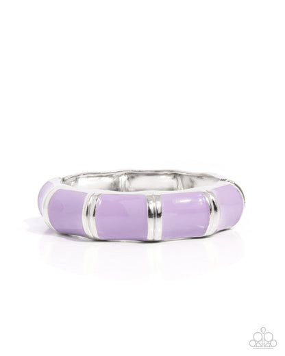 Pearlized Promise - Purple Pearlized Enamel Silver Stretchy Bracelet - Paparazzi Accessories