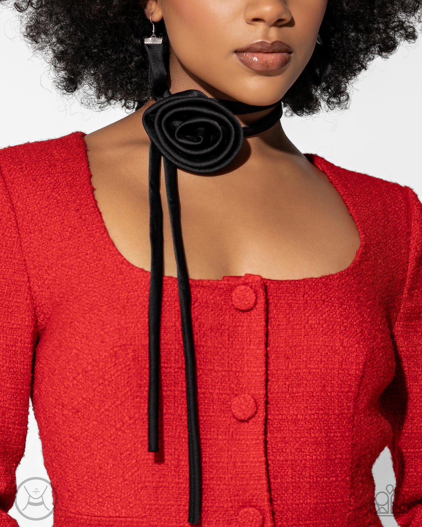 Rosette Reality - Black Silk Ribbon Necklace - Life of the Party Exclusive - Paparazzi Accessories