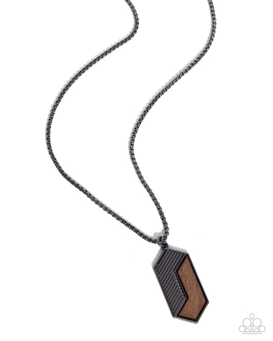 WOODWORK Study - Black Gunmetal Box Chain Urban Necklace - Paparazzi Accessories