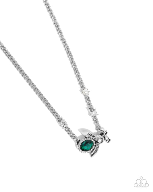 Bedazzled Beetle - Green Emerald Gem Necklace - Paparazzi Accessories