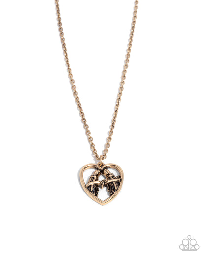 Brilliant Birds - Gold Necklace - Paparazzi Accessories