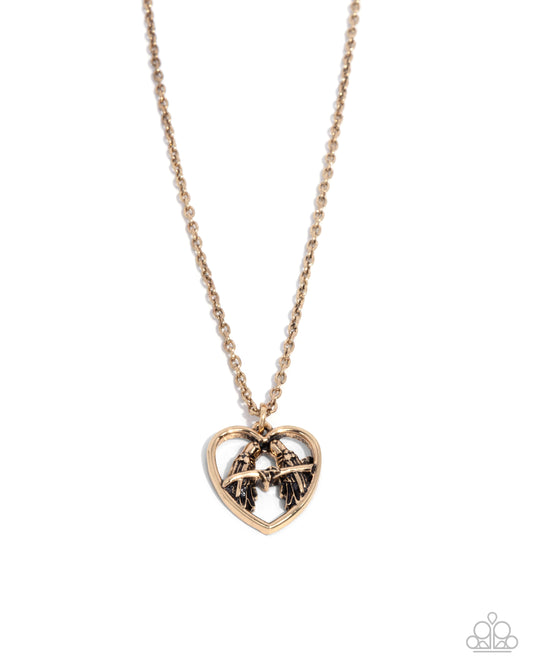 Brilliant Birds - Gold Necklace - Paparazzi Accessories