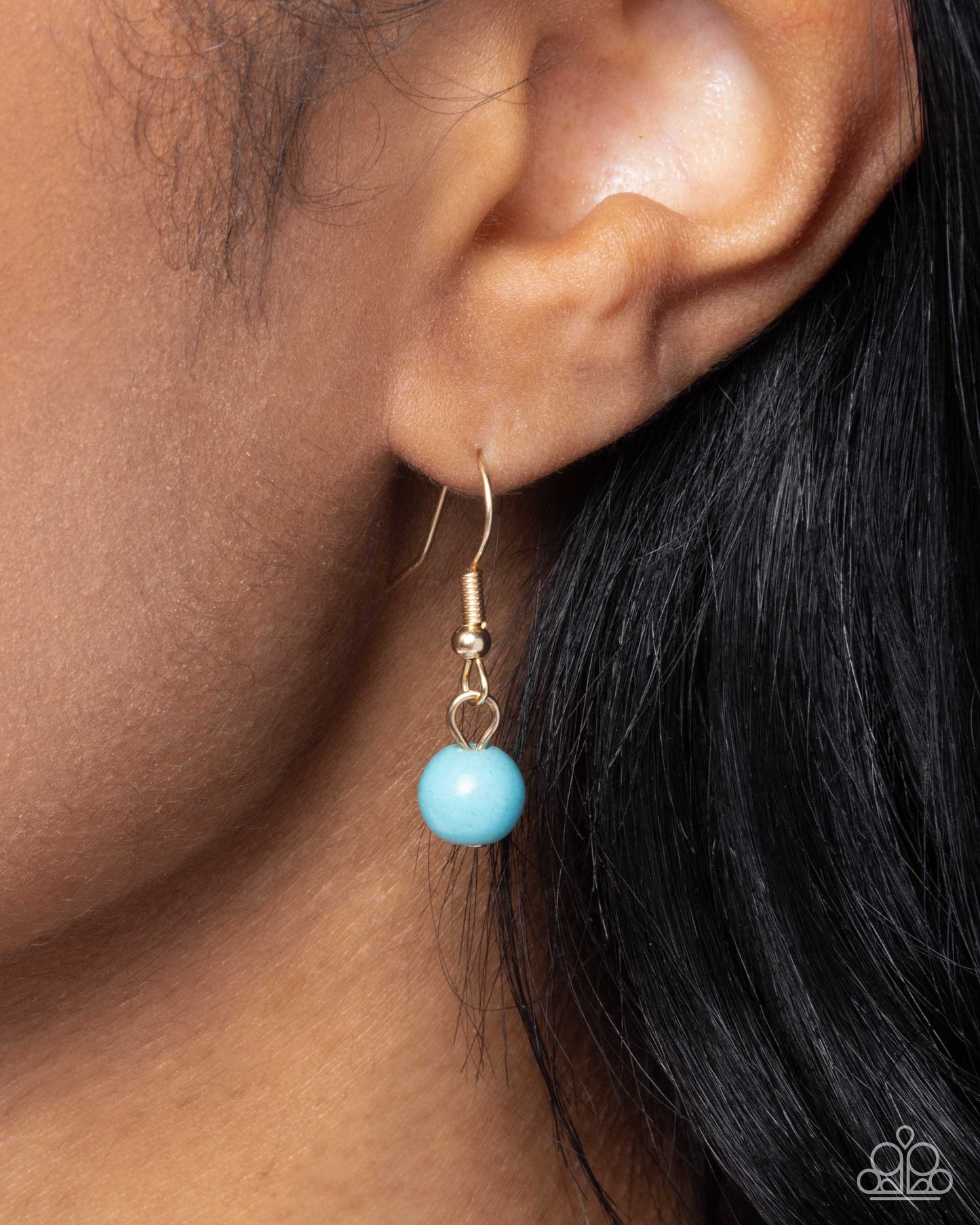 Papillon Persuasion - Gold & Turquoise Crackle Stone Butterfly Pendant Necklace - Paparazzi Accessories