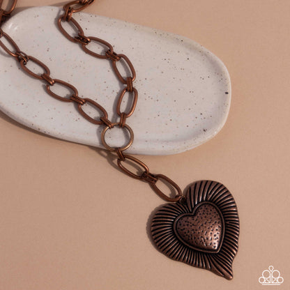 High Fidelity - Copper Heart Pendant Necklace - Paparazzi Accessories