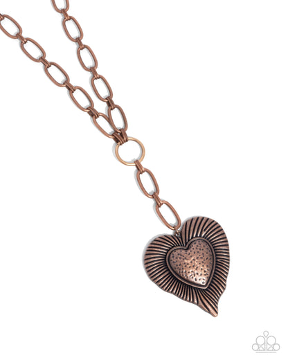 High Fidelity - Copper Heart Pendant Necklace - Paparazzi Accessories