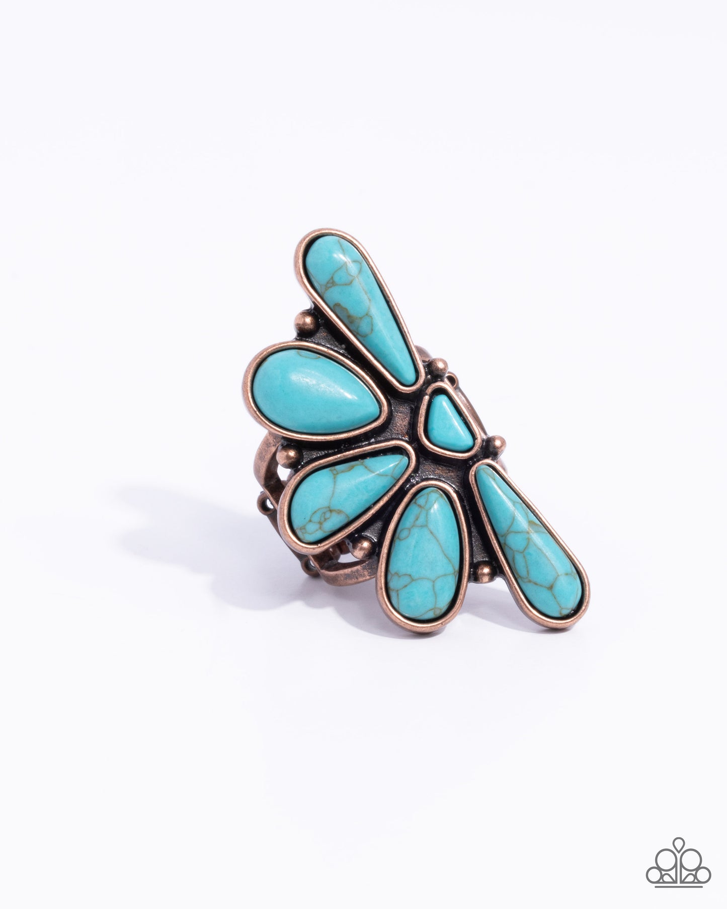 Stony Spectacle - Copper & Turquoise Crackle Stone Ring - Paparazzi Accessories