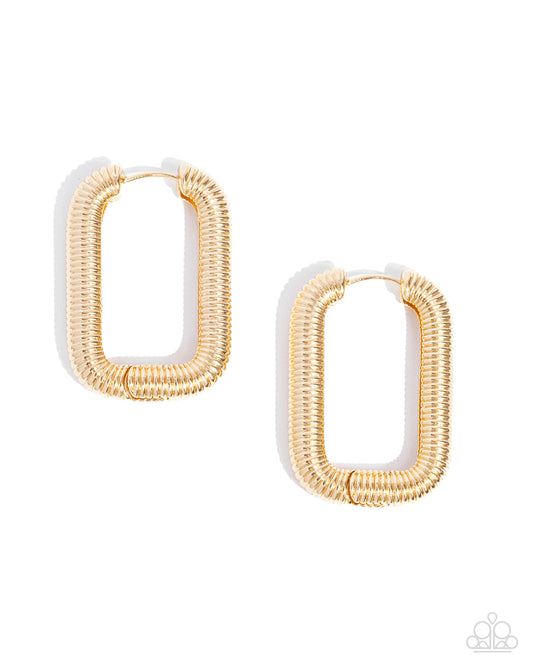 Spiral Supply - Gold Hinge Hoop Earrings - Paparazzi Accessories