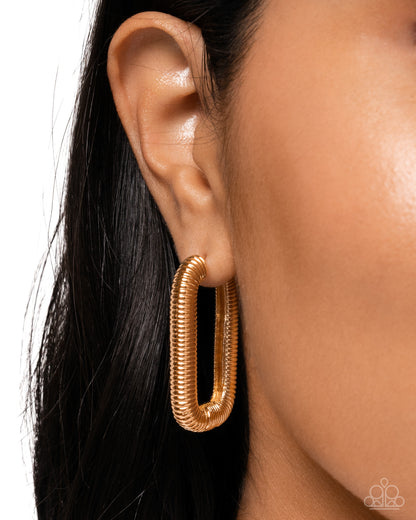Spiral Supply - Gold Hinge Hoop Earrings - Paparazzi Accessories