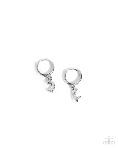 Lunar Language - Silver Hinge Hoop Earrings - Paparazzi Accessories