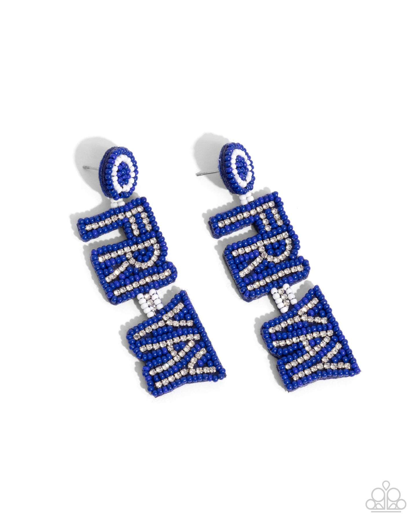 Its Friday! - Blue "FRI-YAY" Seed Bead Post Earrings - Paparazzi Accessories