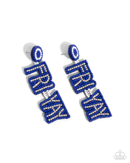 Its Friday! - Blue "FRI-YAY" Seed Bead Post Earrings - Paparazzi Accessories